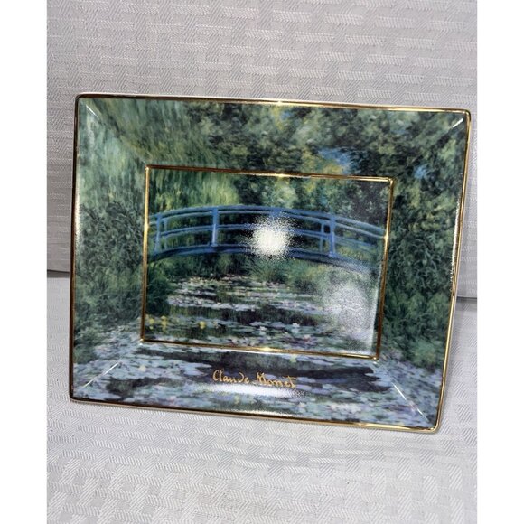 Gobel 0"Claude Monet Japanese Bridge Gold Rimmed decorative only Porcelain Tray - Picture 2 of 10
